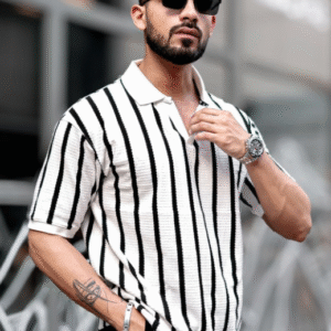 Men Polo Collar Monochrome T-shirt